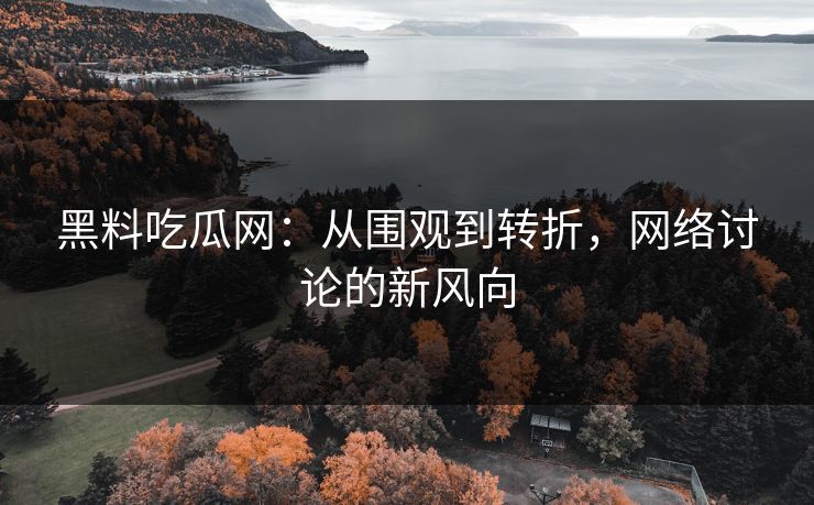 黑料吃瓜网:从围观到转折,网络讨论的新风向 黑料吃瓜网:从围观到转折,网络讨论的新风向